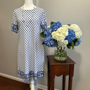 Michael Kors Blue and White Sheath Dress